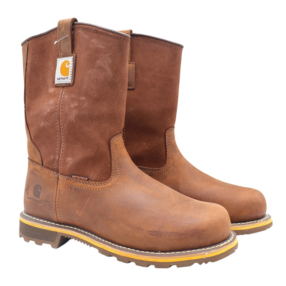 Carhartt Waterproof Pull-On Work Boot Mens 9 Brown Leather Soft Toe CMP1053